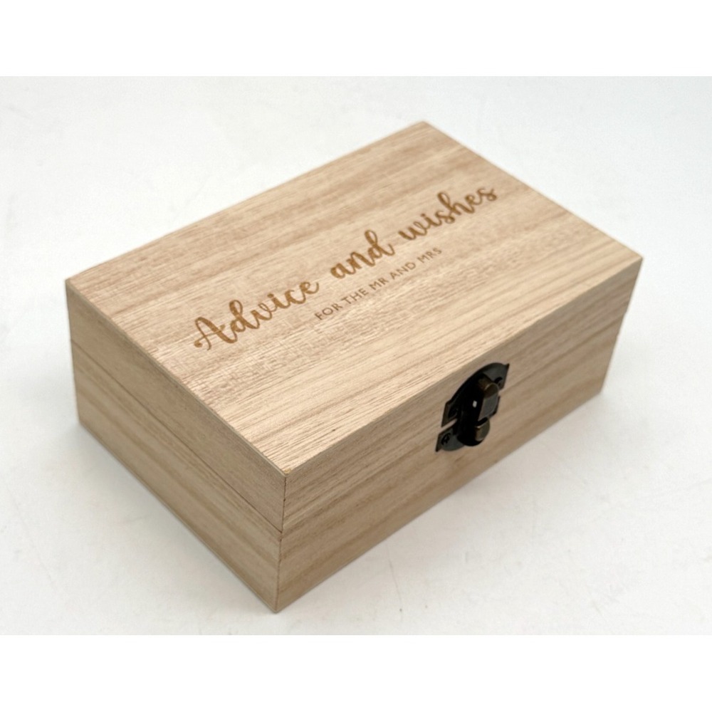 Wedding Advice and Wishes - Wooden Keepsake Box |  6" x 2" | Wedding Reception